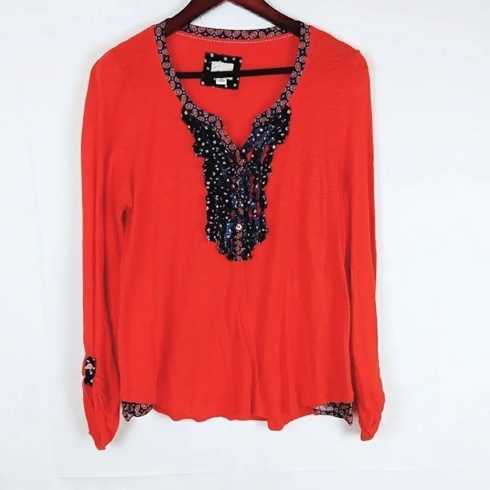 Anthropogie Postmark  orange medium blouse